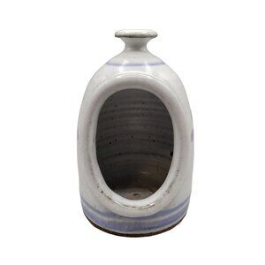 Handmade Pottery Scrubbie Sponge Holder Blue Speckled Flower Bell Shaped